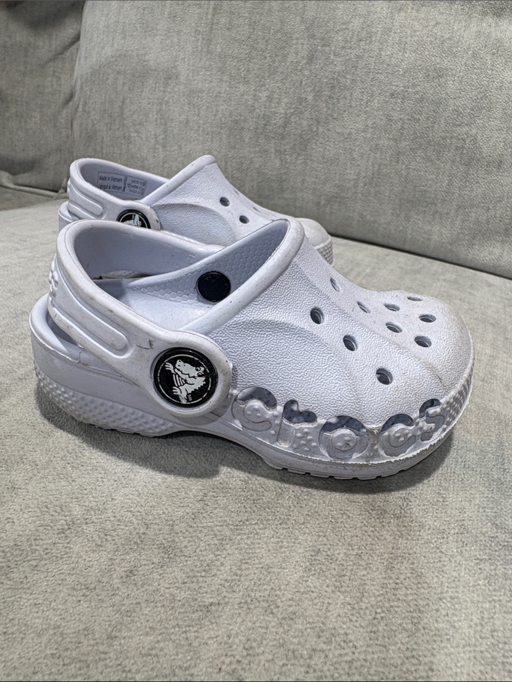 CROCS Kids Light Grey Classic Clog with Heel Strap